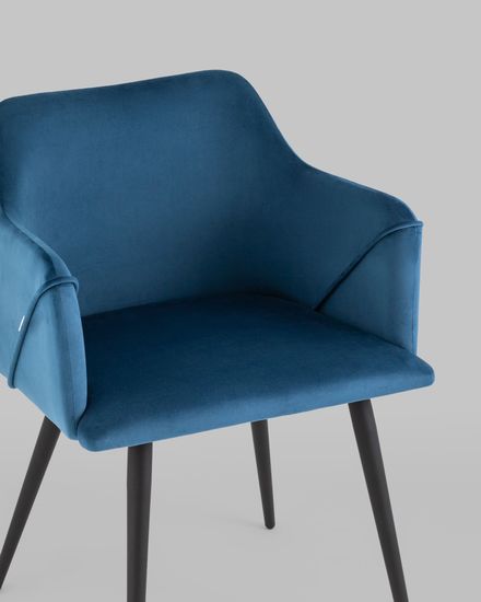 Стул с подлокотниками Джоэл велюр синий