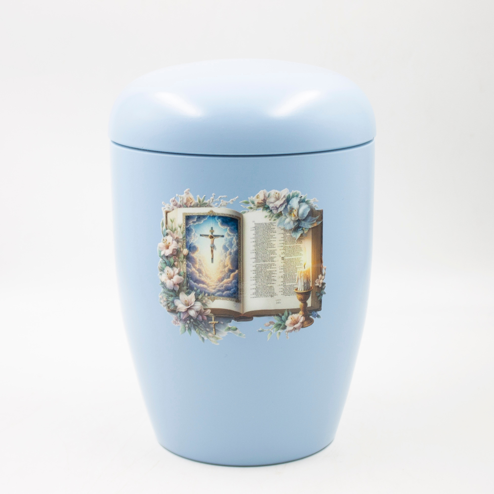 Урна для праха биоразагаемая "Эдем" голубая Книга