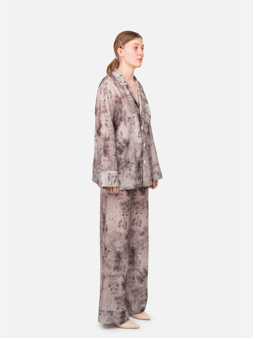 Рубашка "Тенета" в пижамном стиле. Серая