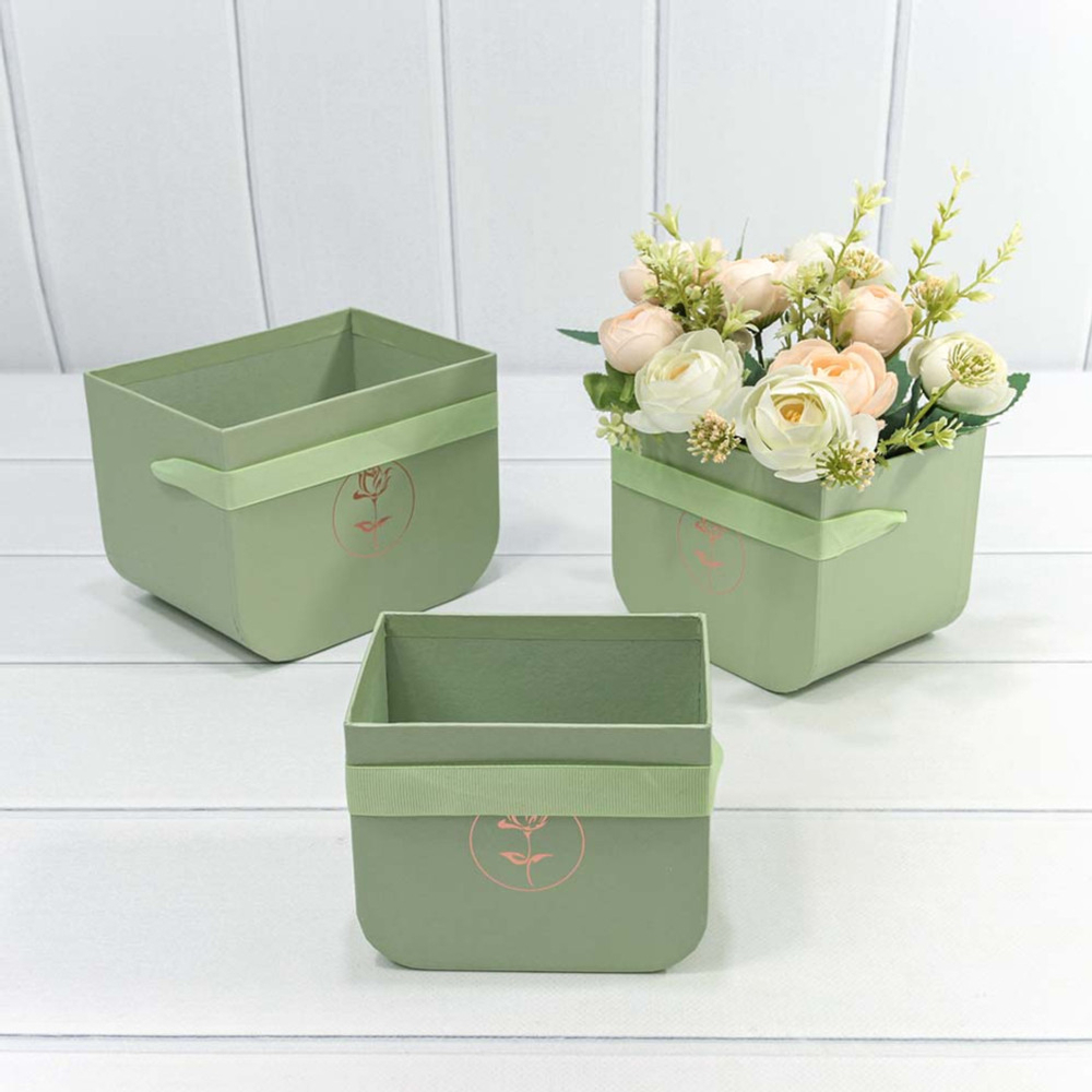 Коробка 16.5х12х12.5 см Набор 3 шт с закругленным дном (Зеленый)