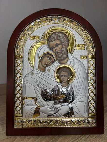 Св. Семейство, икона арочная, красное дерево 175х225