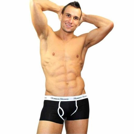 Мужские трусы боксеры черные Romeo Rossi RR365-2 Boxer Brief