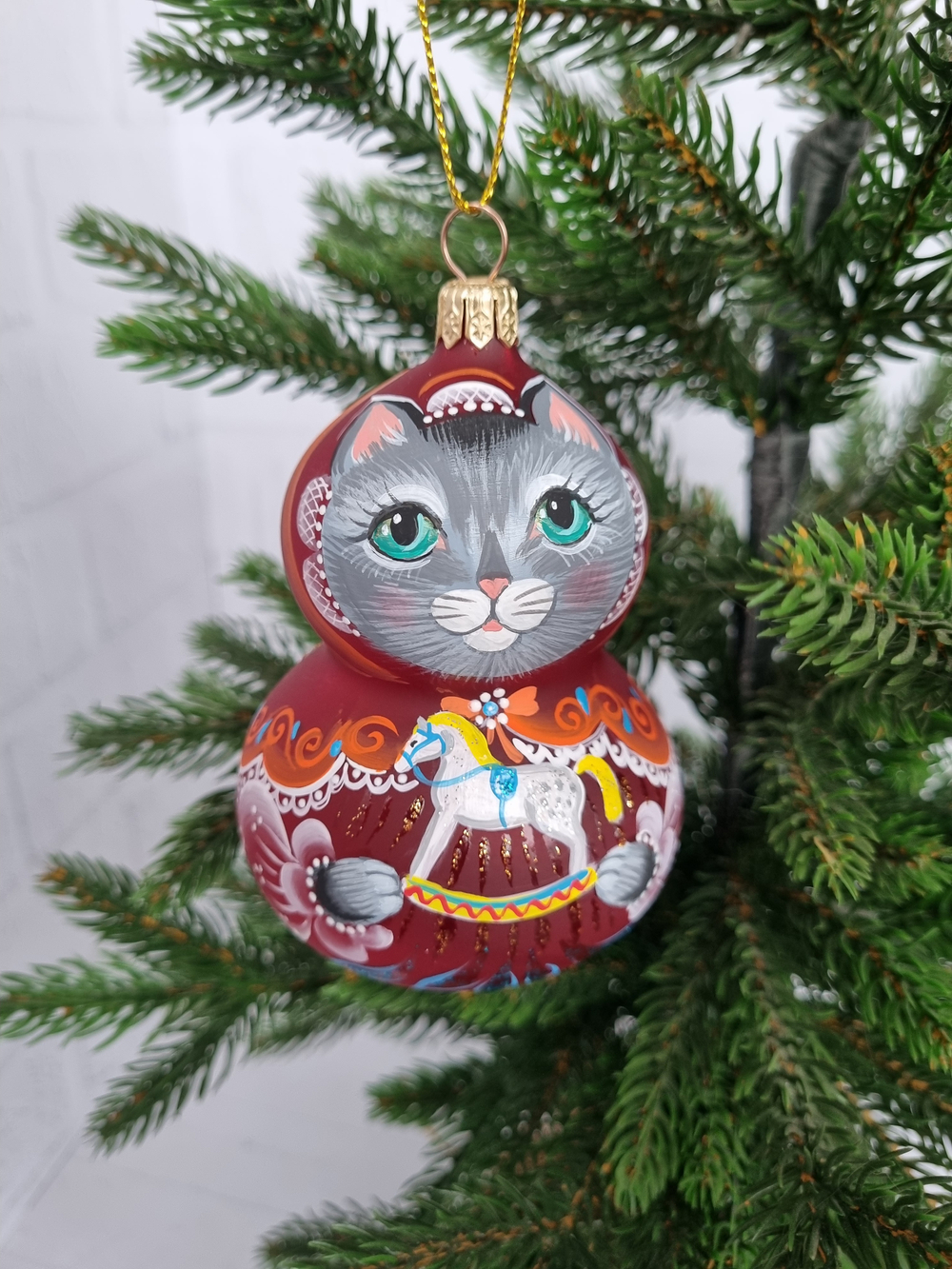 Кошечка Машка стеклянная игрушка