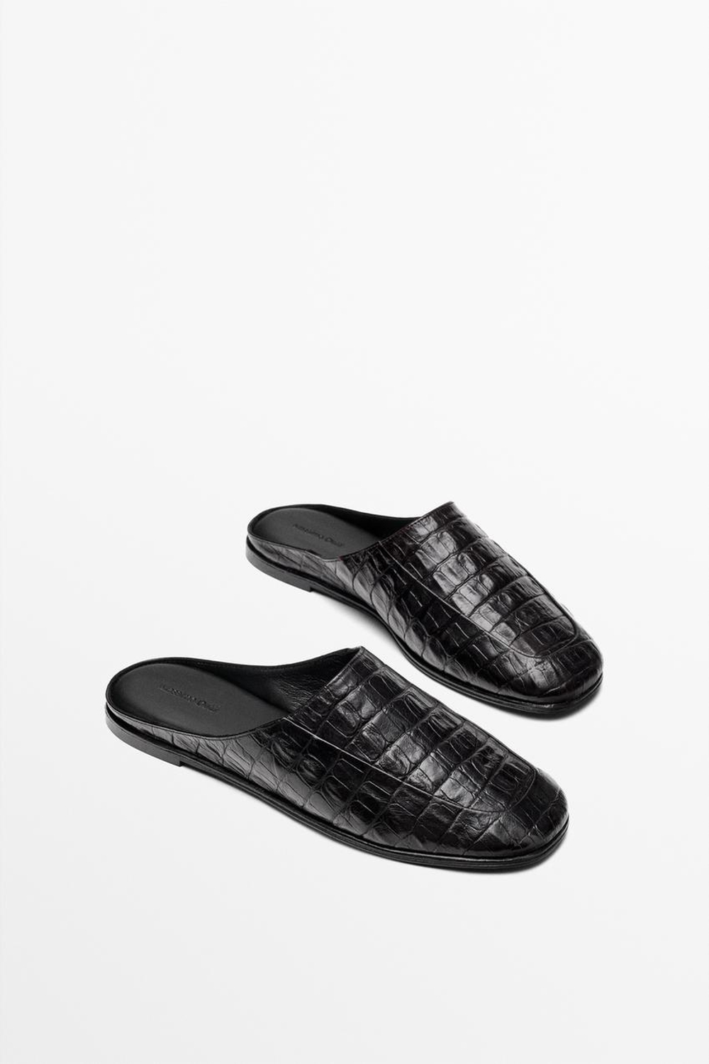 Massimo Dutti Мюли под крокодиловую кожу, коричневый