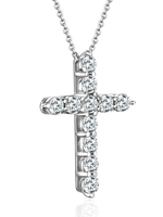 Колье "крест" с природными бриллиантами 3.0 мм