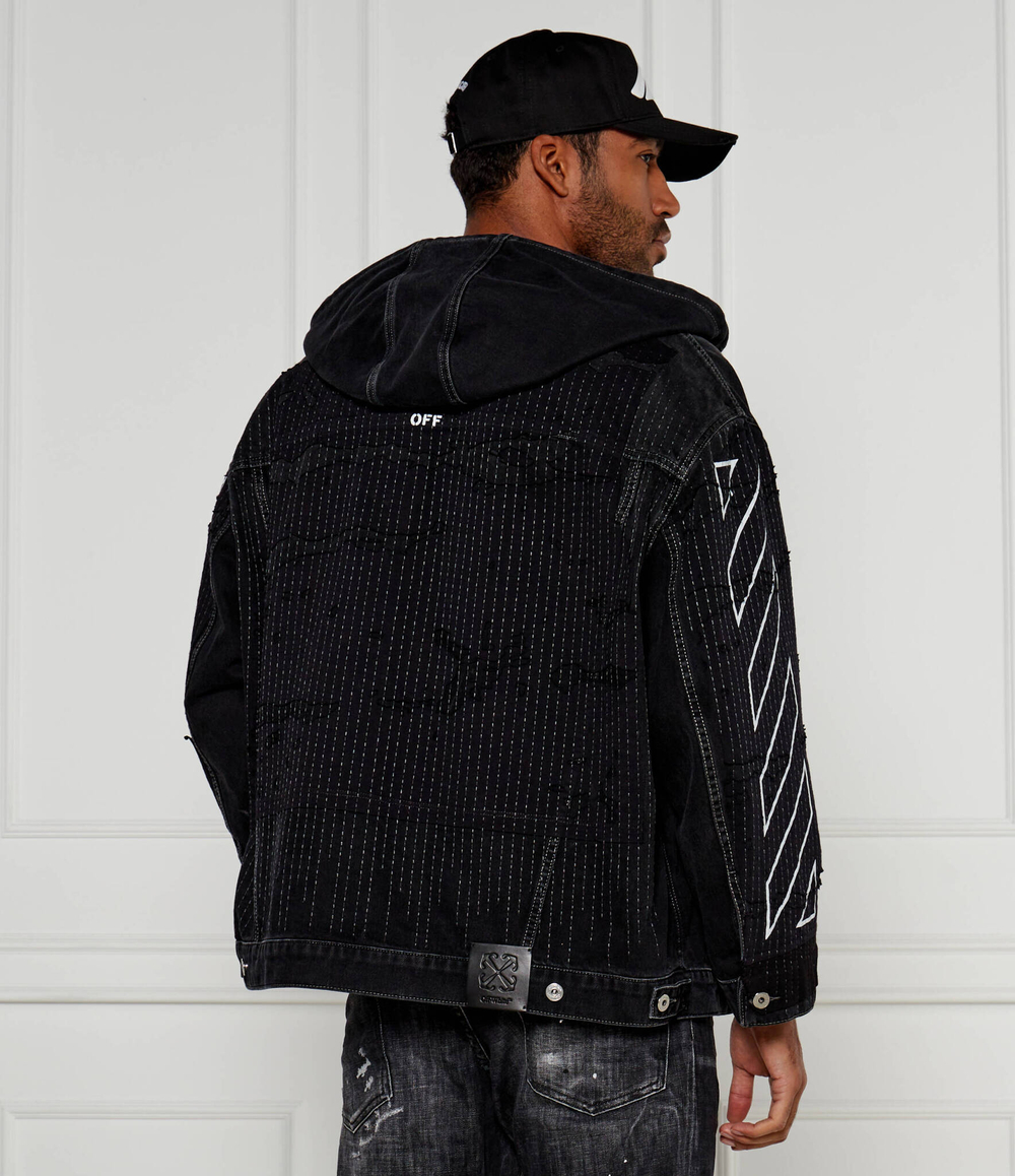 Джинсовая куртка DIAG BORO OFF-WHITE - черный(OMYE095F 24DEN001)