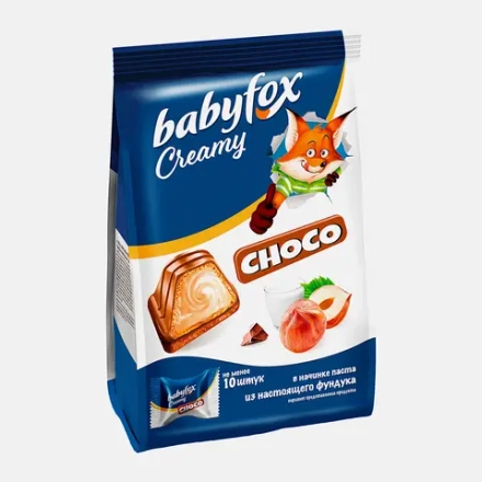 Конфеты Creamy Choco вафля молочная с ореховой начинкой в молочном шоколаде Babyfox 100г