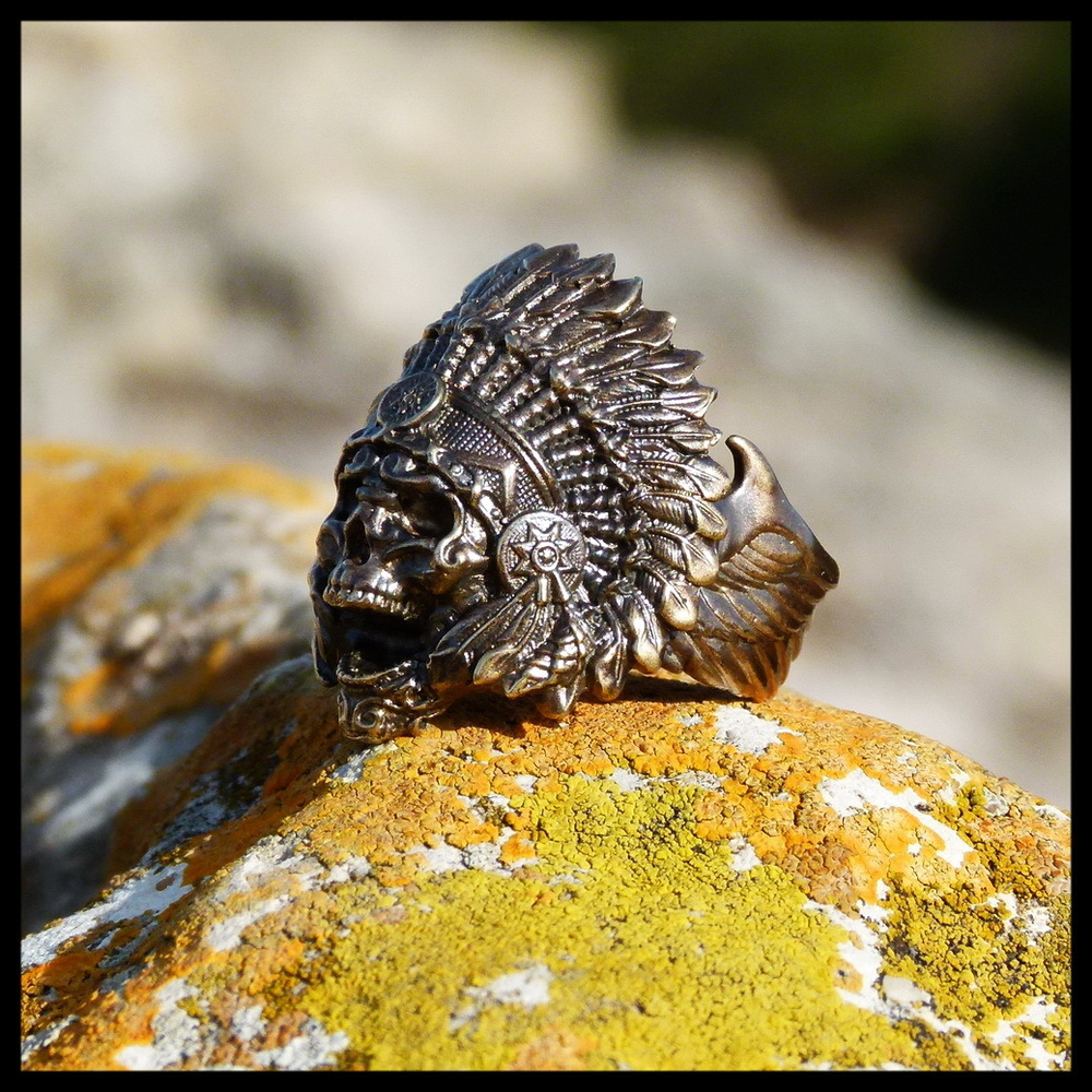 Кольцо мужское "Вождь" латунь , печатка для мужчин