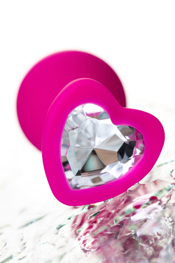 Анальная втулка ToDo Diamond Heart, силикон, розовая, 8 см, Ø 3,3 см