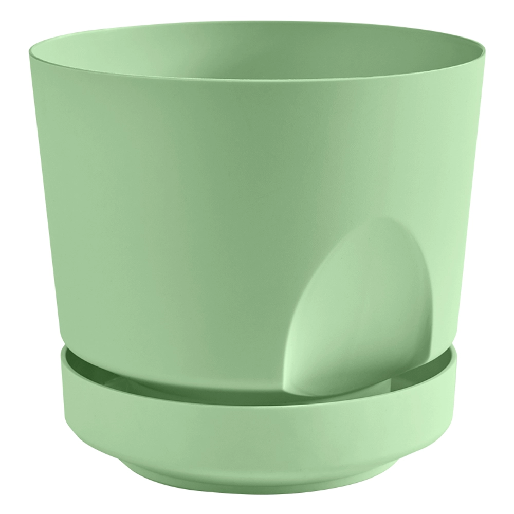 Кашпо для цветов пластиковое 0,8л d-12см «Тренд»с поддоном Мята