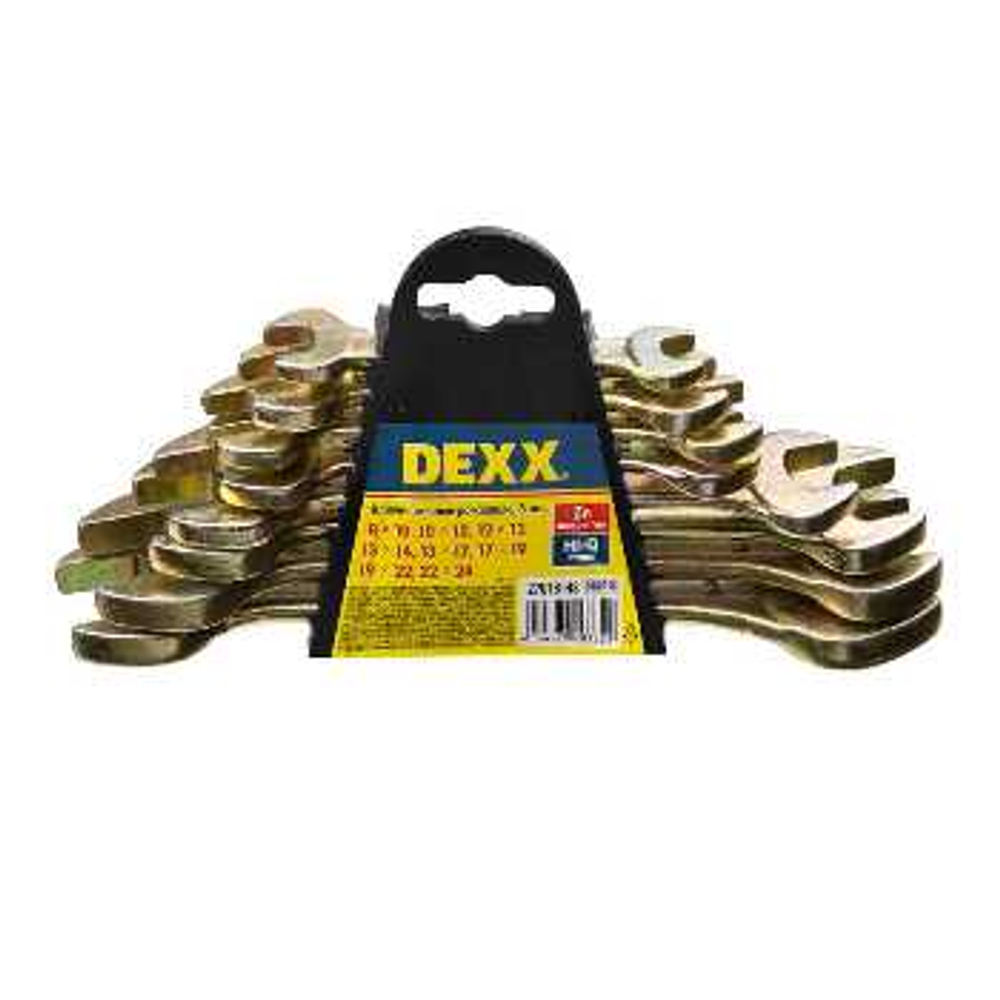 Ключи рожковые набор из 8 шт 8-24 мм желтый цинк DEXX, 27018-H8
