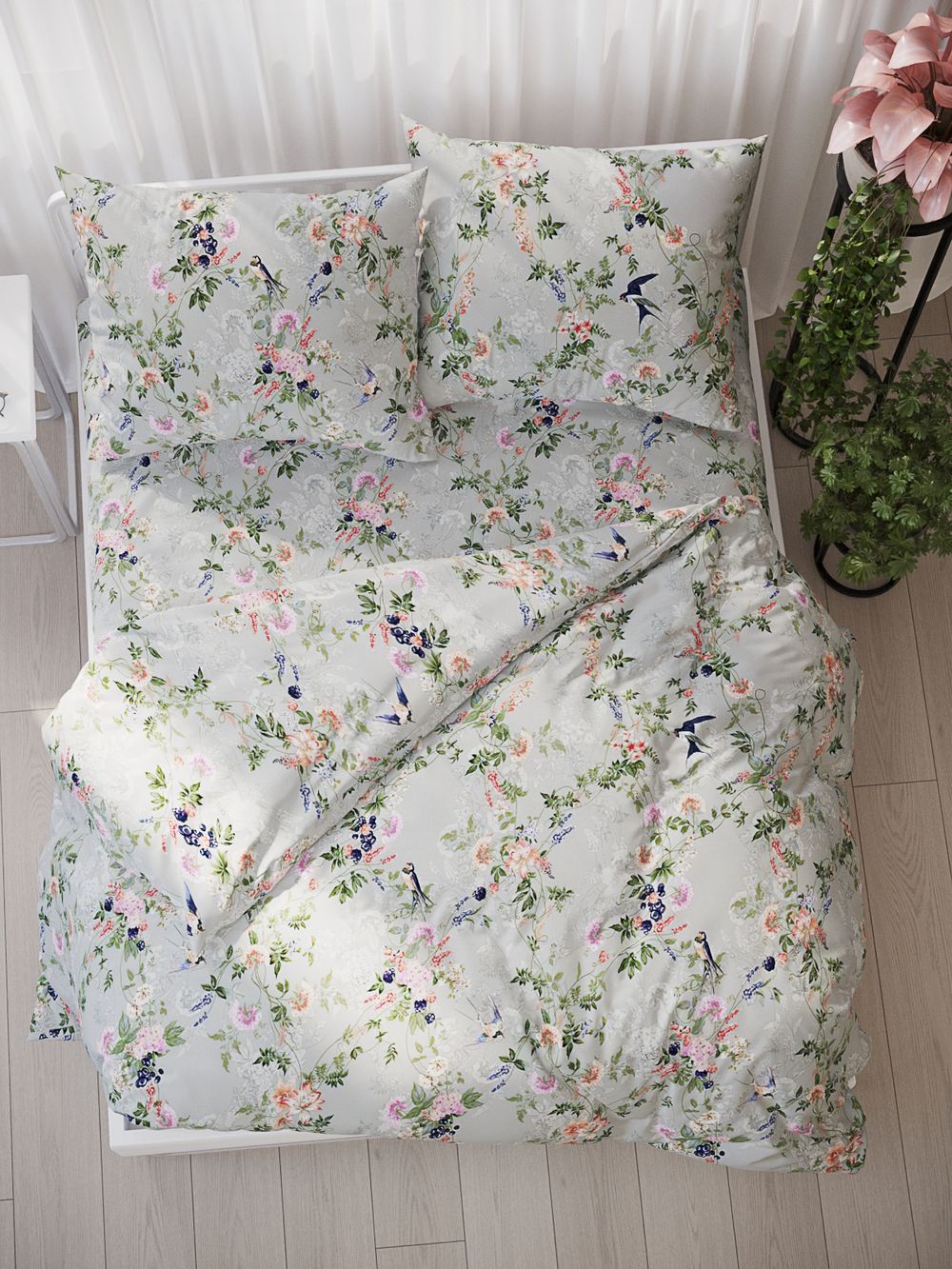 Наволочка комплект 2шт поплин Сказка "Ласточка" 50x70 см на молнии