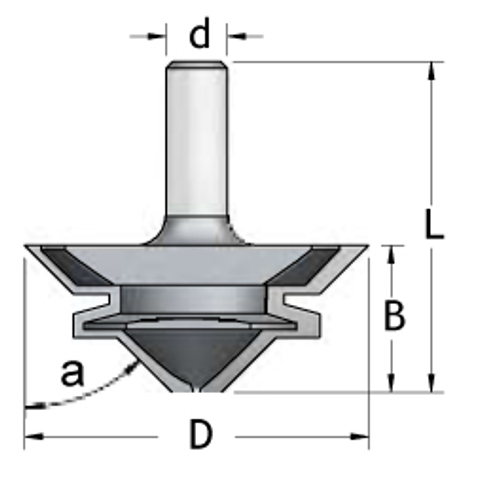 Фреза соединений 90 и 180 гр D67 B30 хвостовик 12_S FJ40002