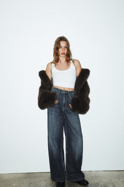 ZARA ДЖИНСЫ-БОЙФРЕНДЫ TRF СО СРЕДНЕЙ ТАЛИЕЙ, МОРСКОЙ СИНИЙ