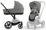 Коляска Cybex Priam IV Chrome Brown complete Aton B2 Bay Blue Base One 4 в 1 Mirage Grey