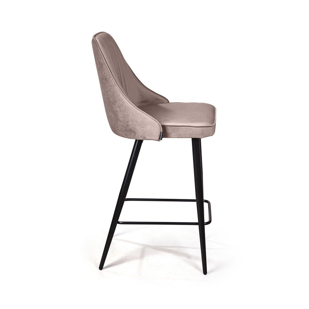 Стул полубарный Berg, бархат пепельно-бежевый 25/ чёрный конус