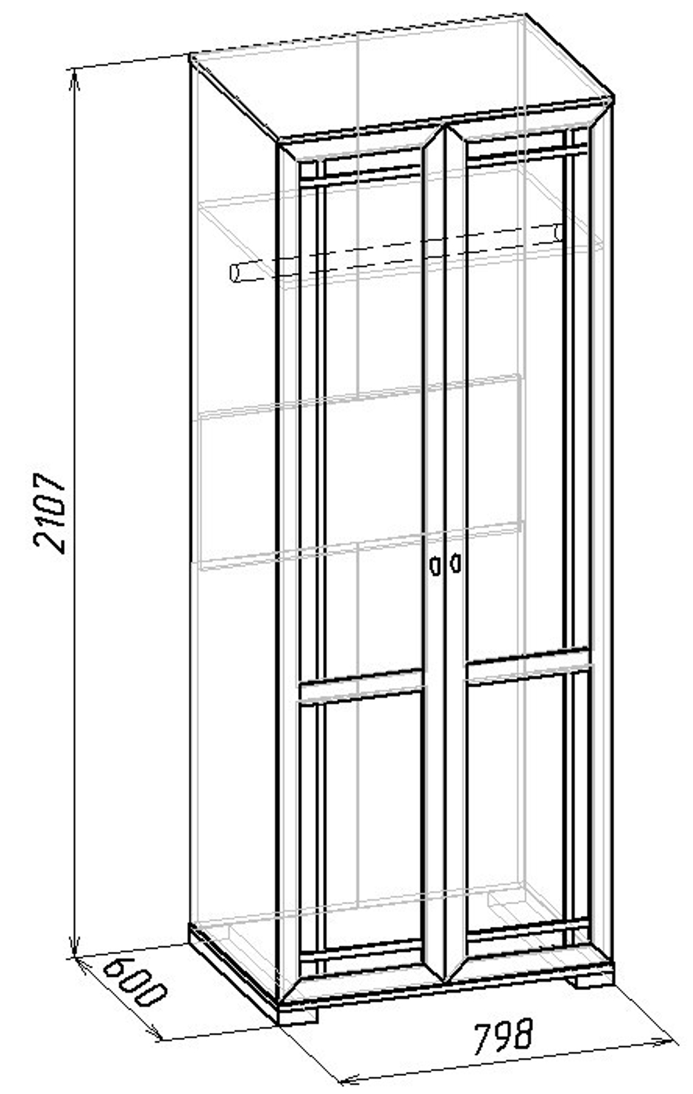 Шкаф двухдверный для одежды Sherlock 12, орех