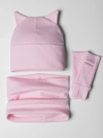 Шапка для девочки осенняя с митенками и снудом