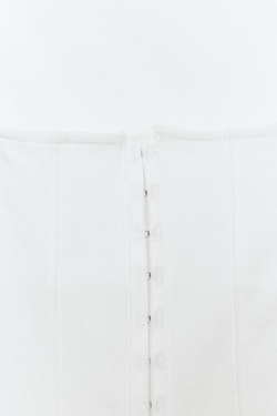 ZARA ЭЛАСТИЧНЫЙ ТОП-КОРСЕТ, БЕЛЫЙ