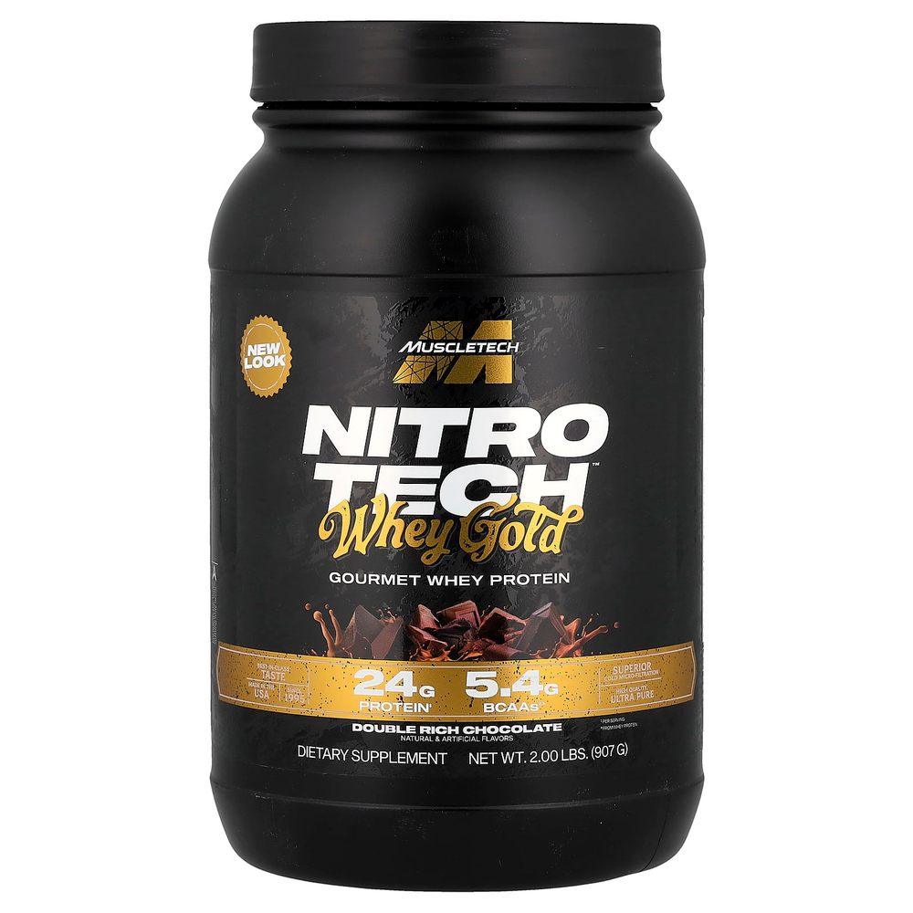 MuscleTech, Nitro-Tech™ Whey Gold, сывороточный протеин для гурманов, со вкусом двойного шоколада, 907 г (2 фунта)