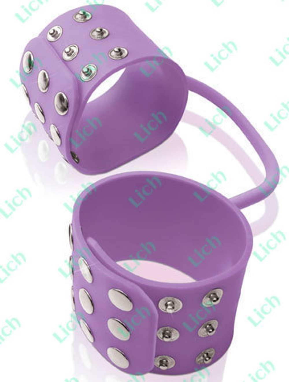 Сиреневые наручники из силикона