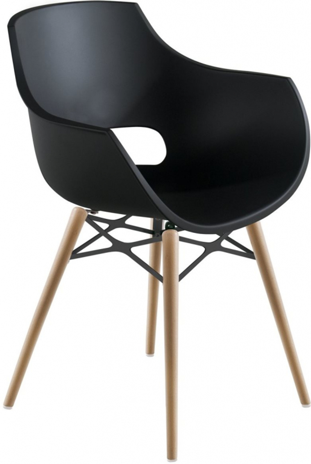 Кресло пластиковое Papatya Opal Wox Pro Beech, натуральный, черный