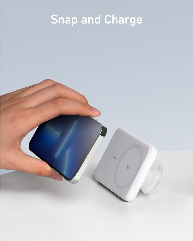 Внешний аккумулятор Anker 622 PopSockets MagGo Power Bank 5000 mAh для iPhone c Magsafe A1612 белый