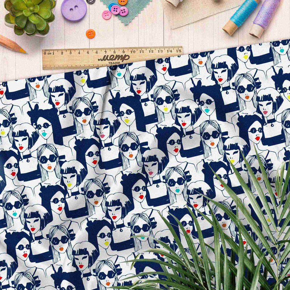 Ткань таффета толпа девушек