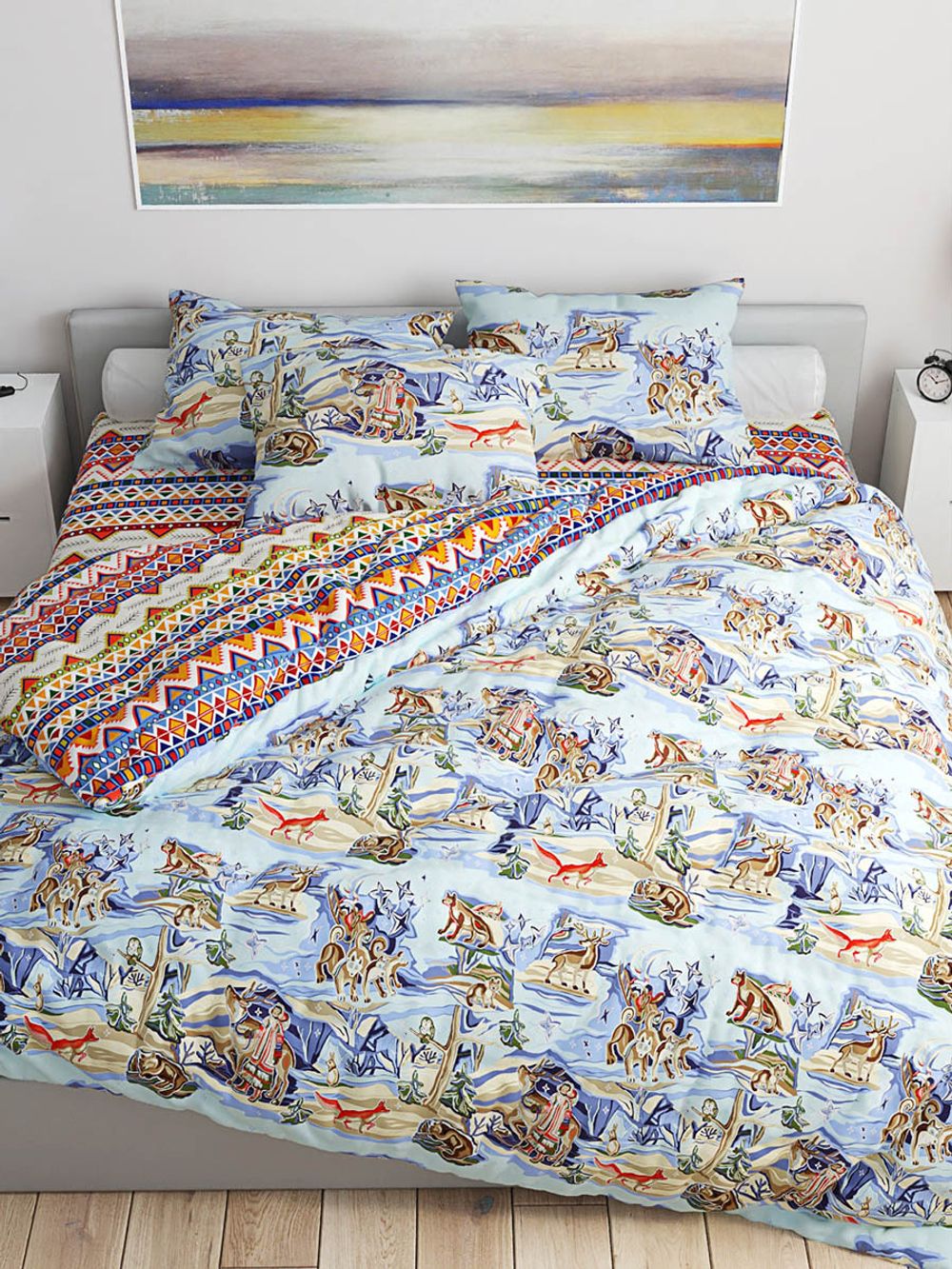 Пододеяльник Сказка "Сказки севера/Орнамент" евро 200х215 см, перкаль