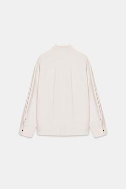 ZARA СТРУЯЩАЯСЯ РУБАШКА С ВЫСОКИМ ВОРОТНИКОМ, ПЕСОЧНЫЙ