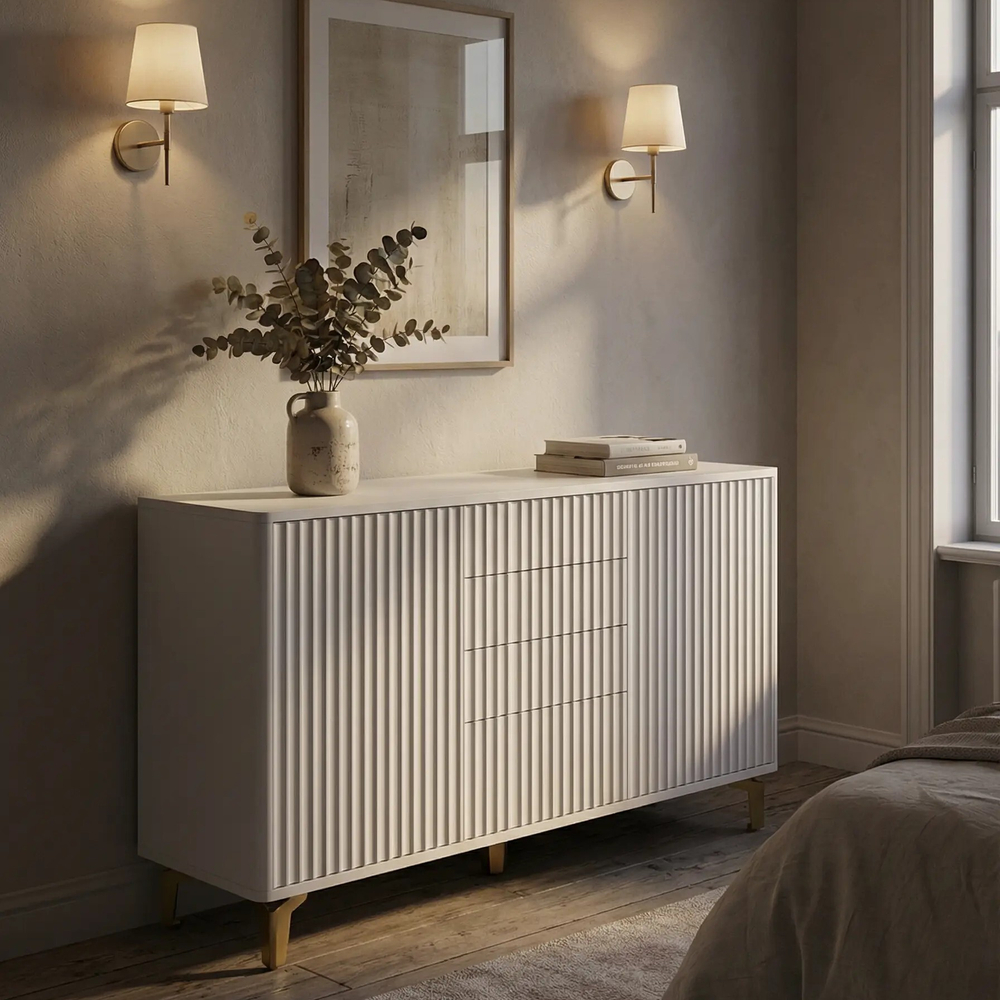 Комод ROYAL 5055 эко (Белый-Золото)