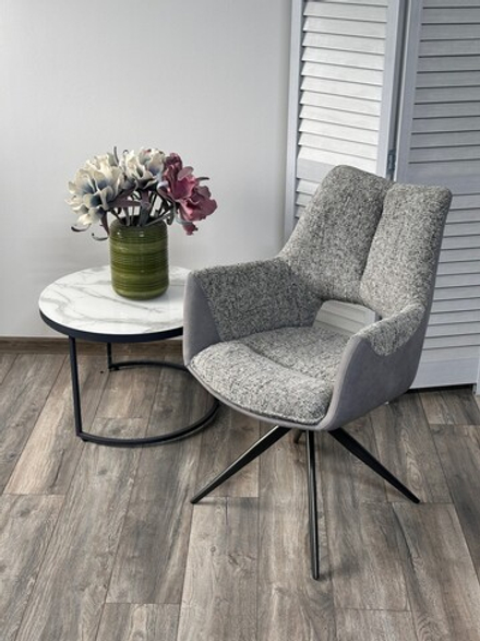 Стул М-City DISAUR Давен (Daven) поворотный на 360 градусов, Серый Riely-450, G1038-04, ткань, темно-серый каркас