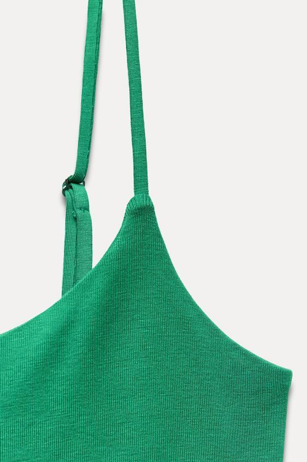 ZARA ТОП ИЗ ХЛОПКА С РЕМЕШКАМИ, ЗЕЛЕНЫЙ