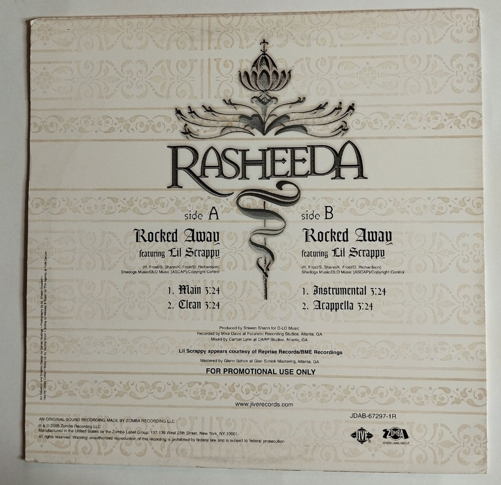 Винтажная виниловая пластинка LP Rasheeda Feat. Lil Scrappy Rocked Away (USA 2005)