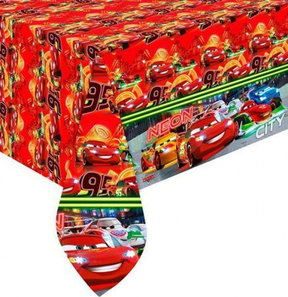 Скатерть Тачки Неоновый город 120 на 180 см.