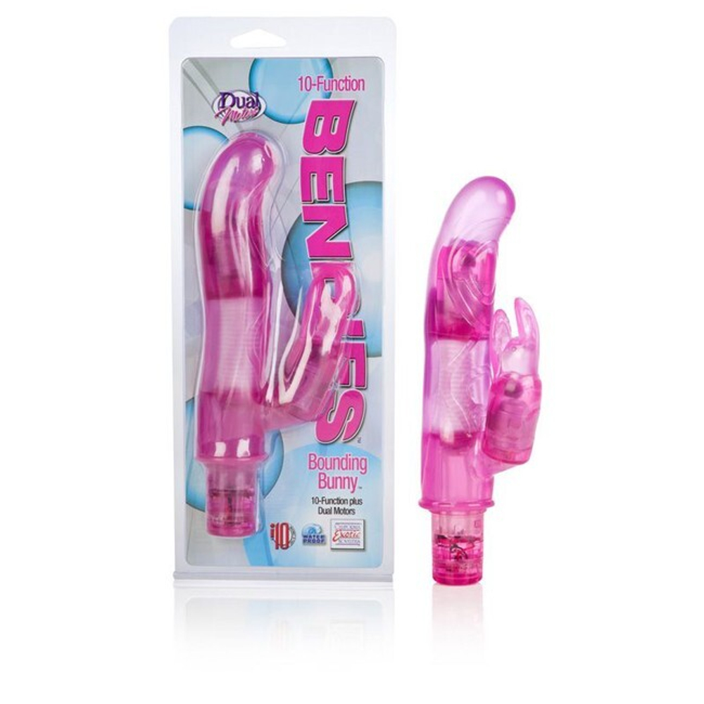 Гибкий розовый вибратор с клиторальным стимулятором Bendies (10 функций) (Цвет: розовый)