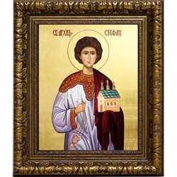 Стефан Святой первомученик, архидиакон и апостол. Икона на холсте.