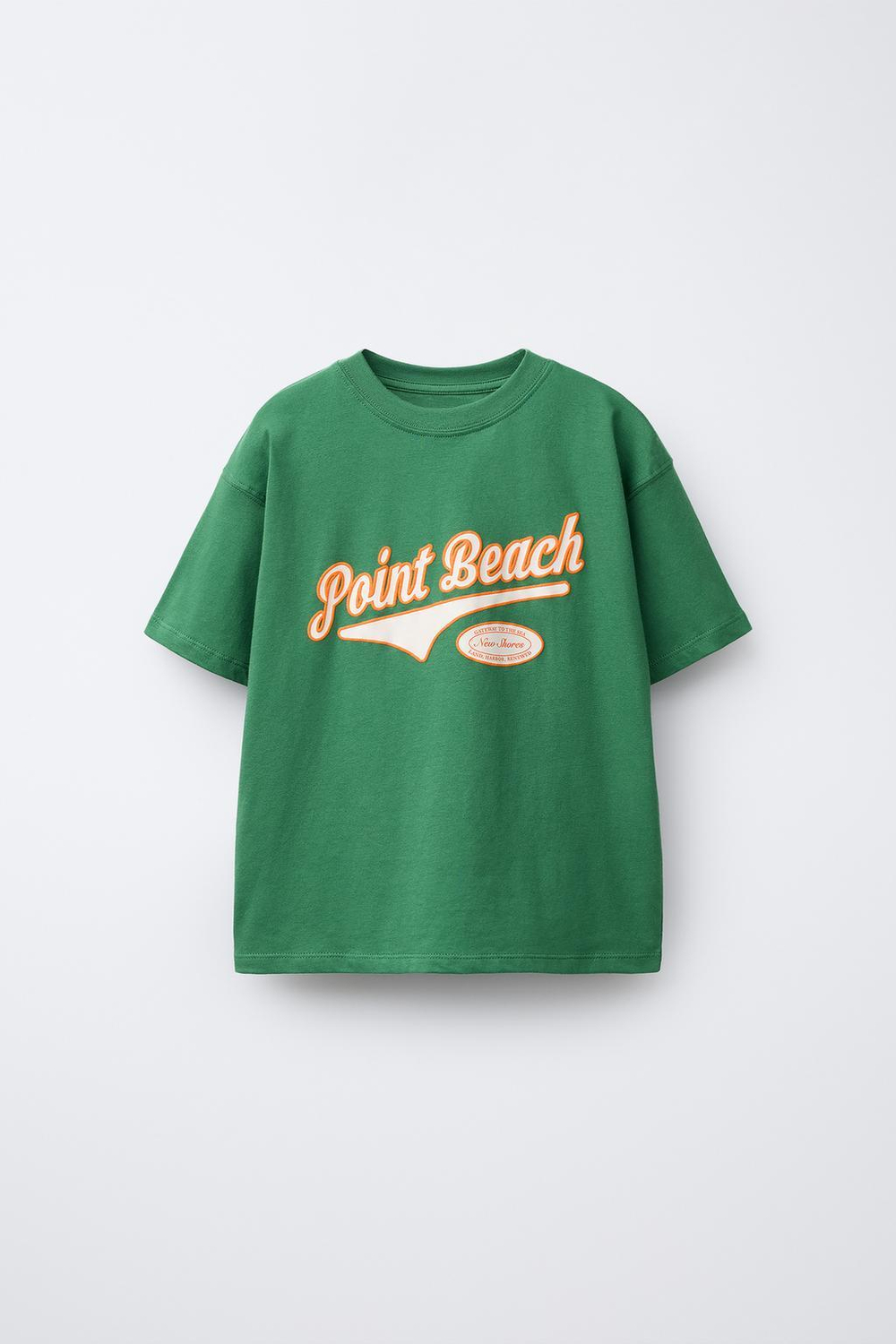 ZARA ФУТБОЛКА С ПРИНТОМ В СТИЛЕ ПРЕППИ, ЗЕЛЕНЫЙ