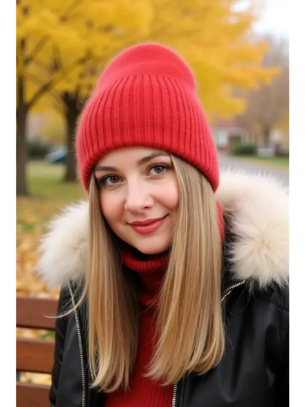 шапка ангора зимняя пушистая вязаная модная