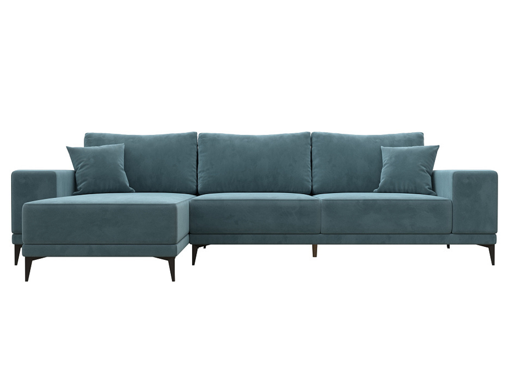 Диван угловой Льюес левый, Бирюзовый, Велюр, 122397L