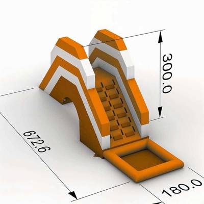 Надувная лестница для бассейна из ПВХ с бассейном, оранжевый, 6,7*1,8*3 м