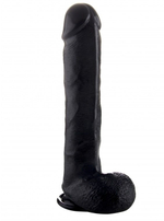 Чёрный фаллоимитатор Realistic Cock 15 With Scrotum - 38 см. (Цвет: черный)