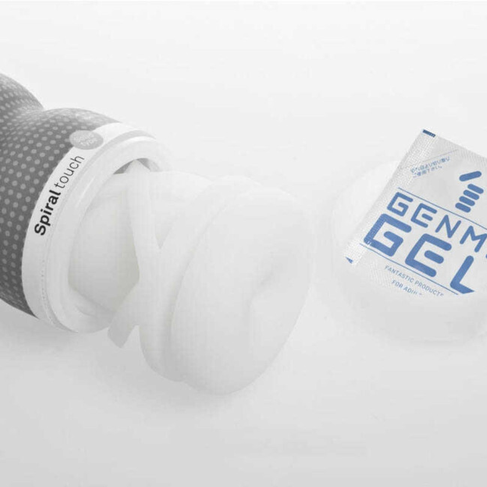 Мастурбатор из силиконового геля Genmu Spiral Touch, темно-серый (Цвет: Темно-серый, Вкладка белая)