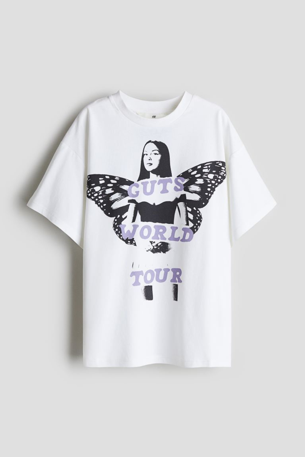 H&M Футболка оверсайз с принтом, белый