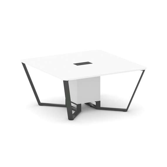 Steel Meet Стол переговорный квадратный KDK-PR.B.SP-08 Белый Бриллиант/Металл Антрацит 1600*1600*750