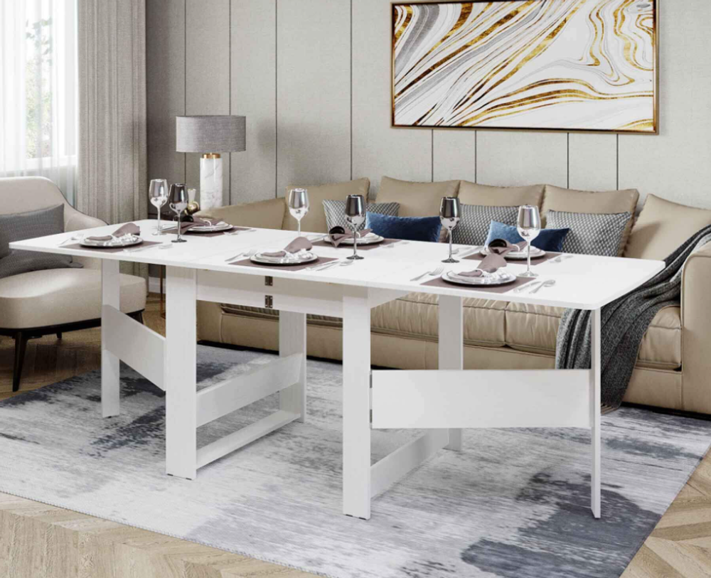 Колибри-12.2 (DaVita) Стол-книжка (белый шпон)