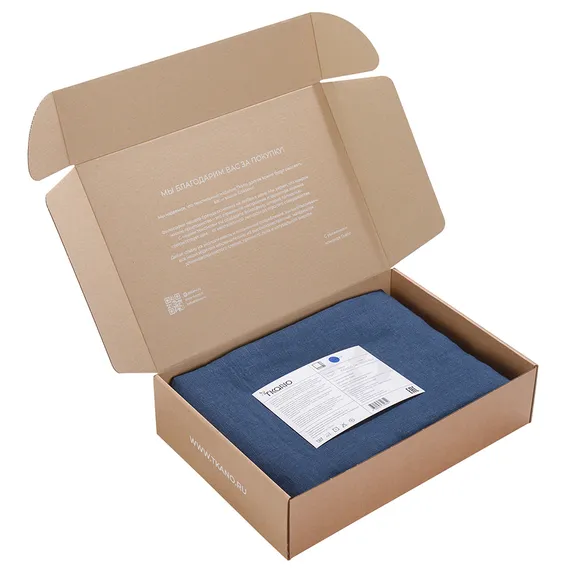 Скатерть из стираного льна синего цвета Essential, 150х250 см