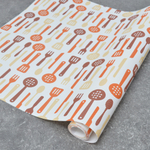 Коврик для кухонных ящиков в рулоне 45*150см "Ложки-вилки", оранжевый