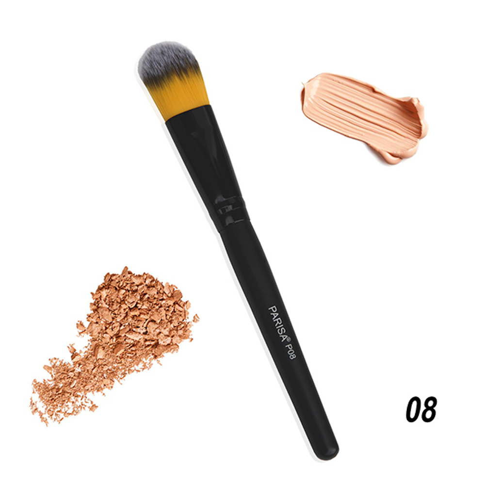 Parisa Кисть профессиональная Р-08, для тонального крема, консилера, кремовых и жидких румян