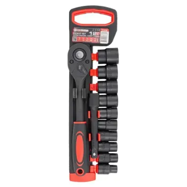 Набор головок с трещоткой и удлинителем 12пр.1/2''(6гр)(10,12-15,17,19,22,24мм),в пласт. держателе FORCEKRAFT FK-012-5K